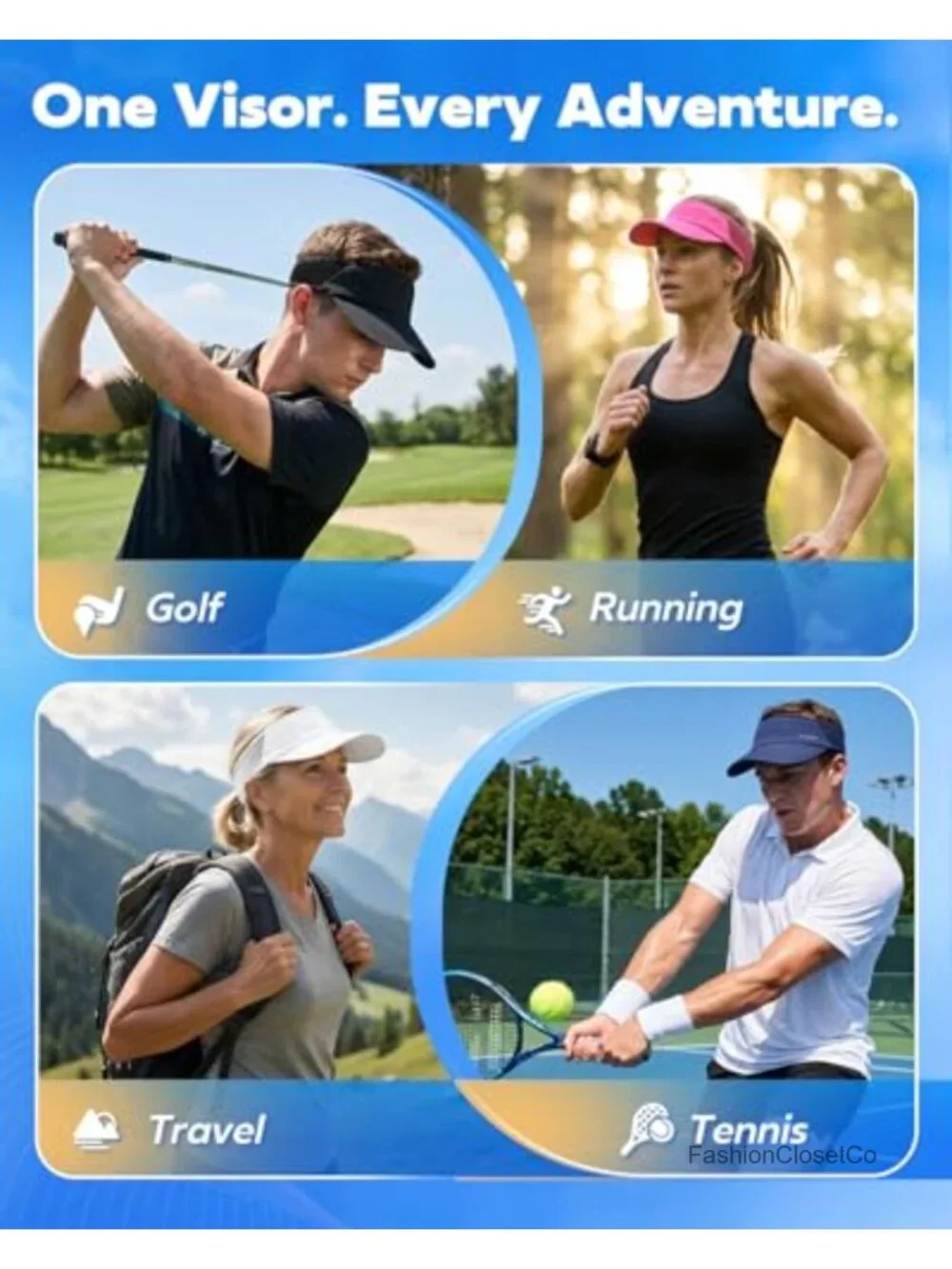 UPF 80+ UV Protection Sun Visor, Lightweight Polyester Spandex, Quick Dry